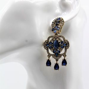 Natural blue sapphire chandelier earrings